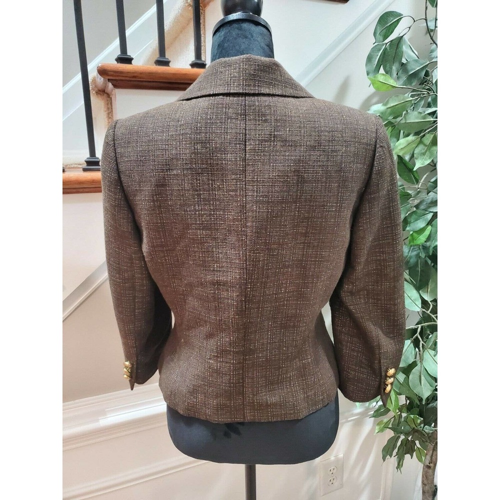 Antonio Melani Women Brown Polyester Long Sleeve Double Breasted Blazer Size 6 - Picture 5 of 11